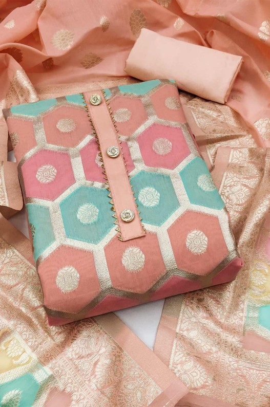 Fancy Chanderi Jacquard Multicolour Salwar Suit